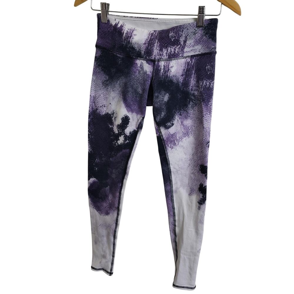 Alo Leggings Womens Small Purple Tie Dye Ankle High Waist Yoga Pants Workout
